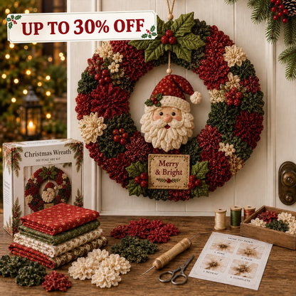 ✨ Make A Christmas Wreath You'll Be Proud To Display ❤️ 3D Fabric Poke DIY Kit With Tutorial & Guide Included