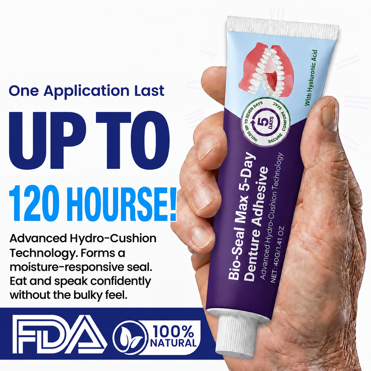 🔥100K+ SOLD🔥Bio-Seal Max 5-Day Denture Adhesive🦷💙