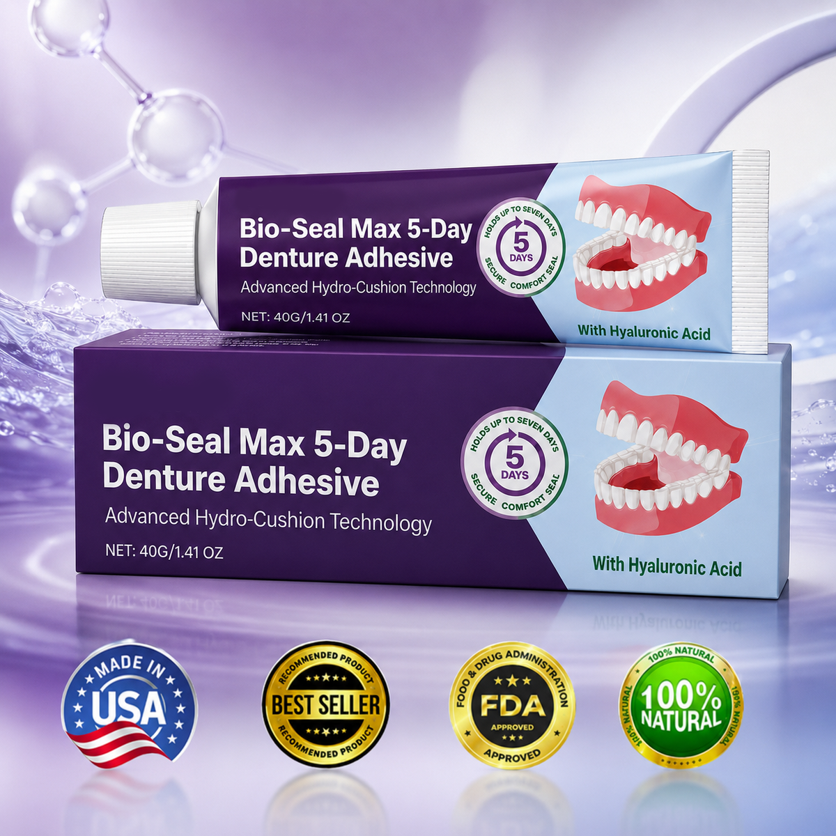 🔥100K+ SOLD🔥Bio-Seal Max 5-Day Denture Adhesive🦷💙