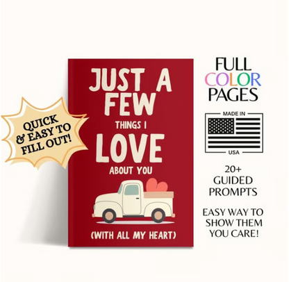 🔥Last Day 50% OFF - ❤️Just A Few Things I Love About You (With All My Heart) Fill In The Blank Gift Book📚