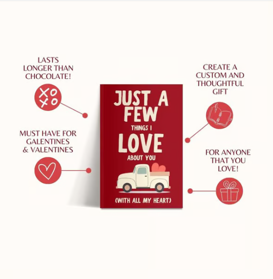 🔥Last Day 50% OFF - ❤️Just A Few Things I Love About You (With All My Heart) Fill In The Blank Gift Book📚