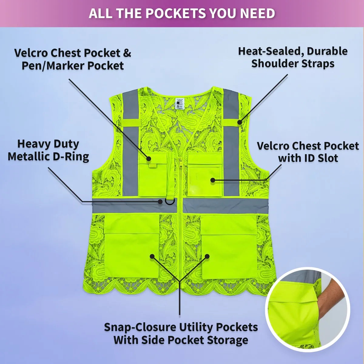 Lace Safety Vest (4 Pockets)