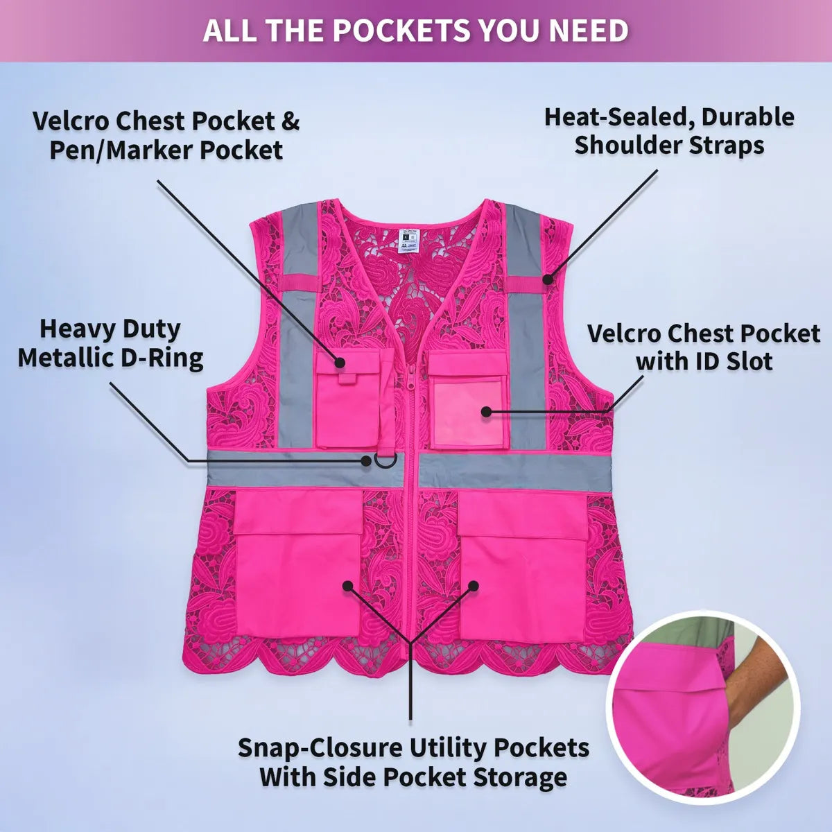 Lace Safety Vest (4 Pockets)