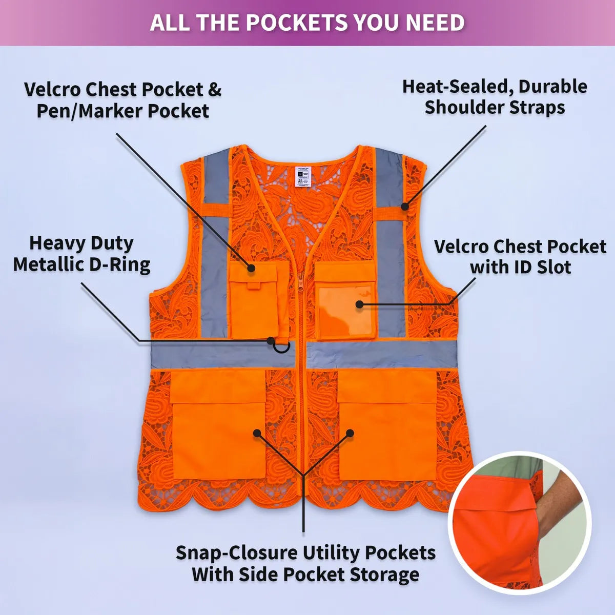 Lace Safety Vest (4 Pockets)