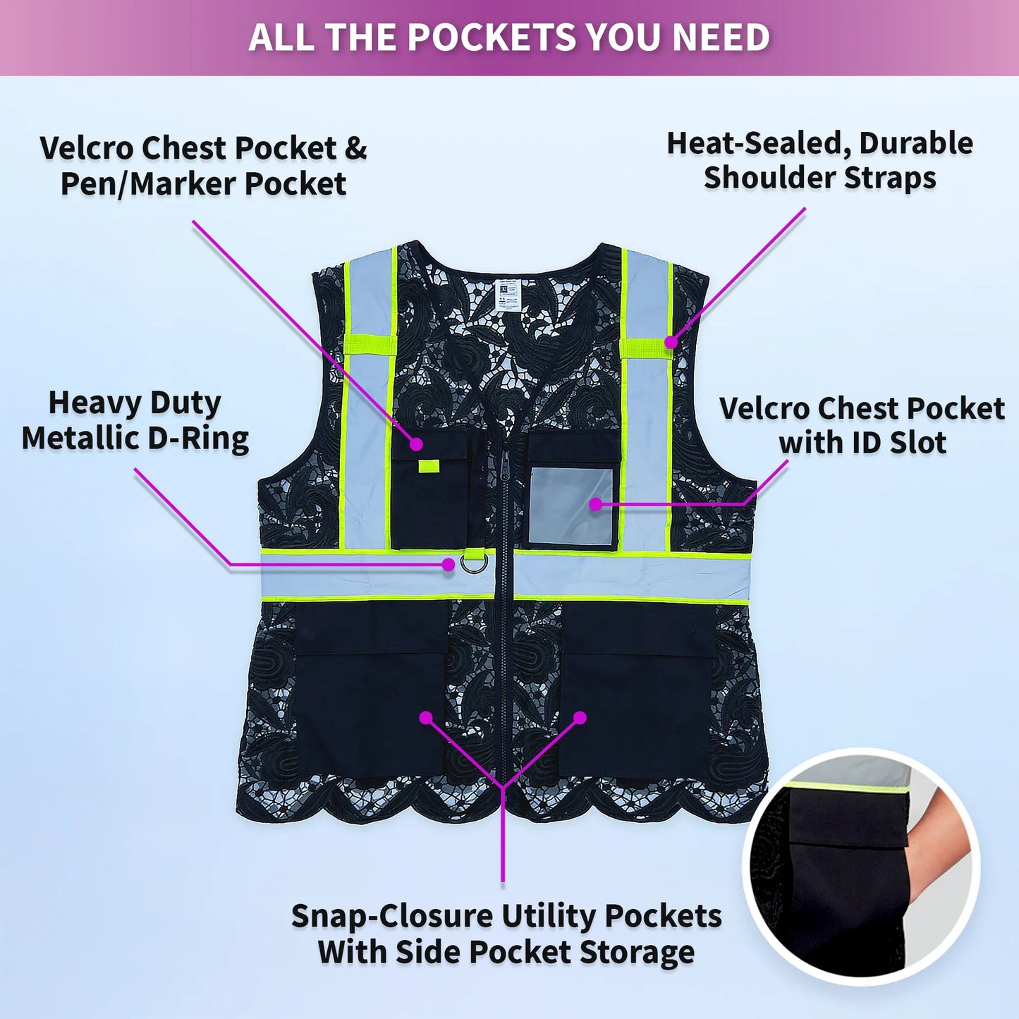 Lace Safety Vest (4 Pockets)