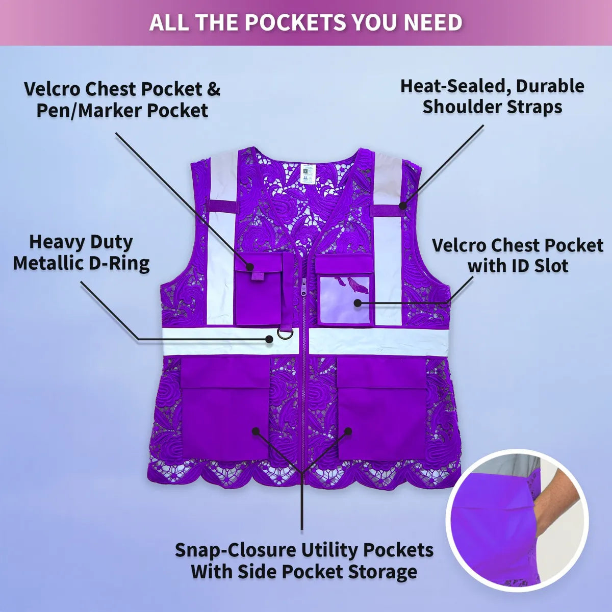 Lace Safety Vest (4 Pockets)