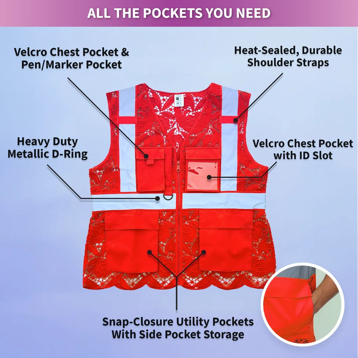 Lace Safety Vest (4 Pockets)