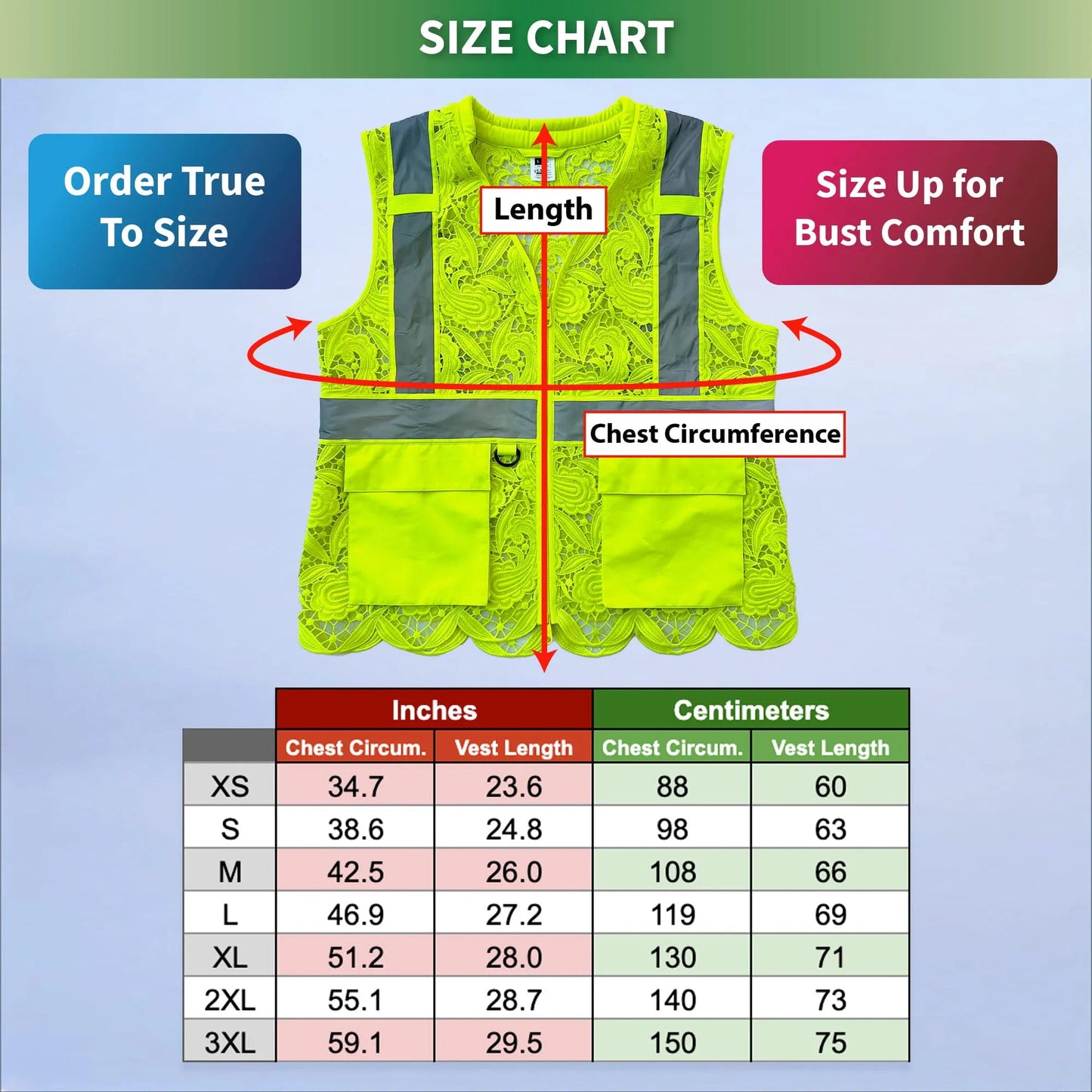 Lace Safety Vest (2 Pockets)